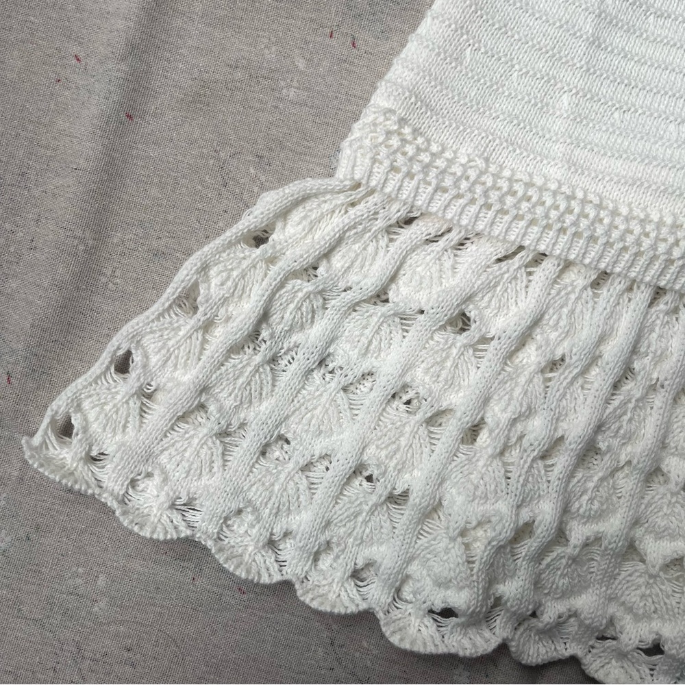 Miu Miu White Strapless Crochet Knit Dress - Picture 4 of 9